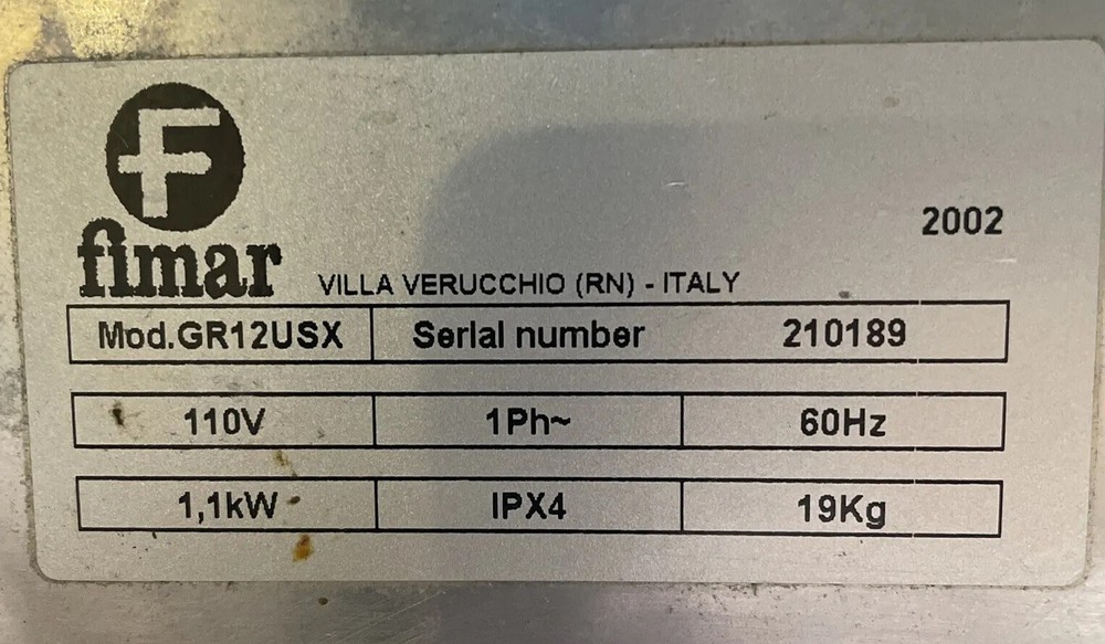 FIMAR GR12USX 1 HP CHEESE GRINDER
