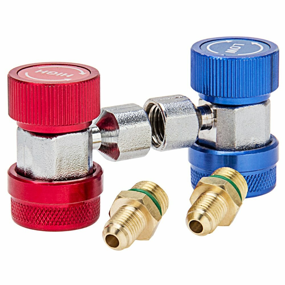 Adjustable AC Quick Coupler Connector Adapter High Low Side 1/4" SAE HVAC