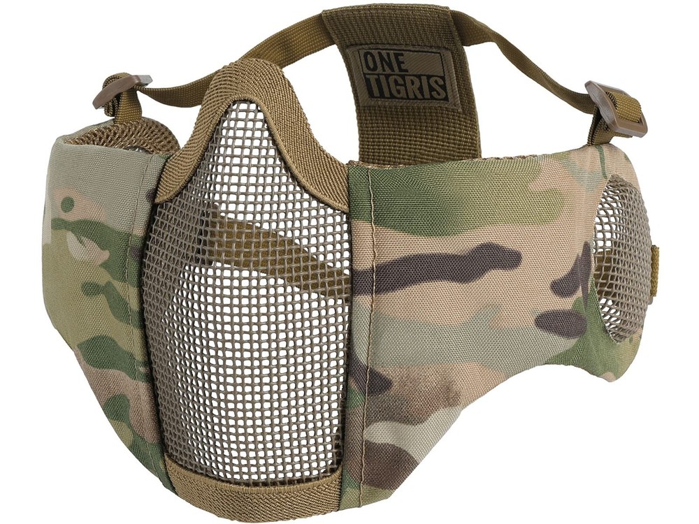 6" Foldable Half Face Airsoft Mesh Mask with Ear Protection - Tactical Lower Fac