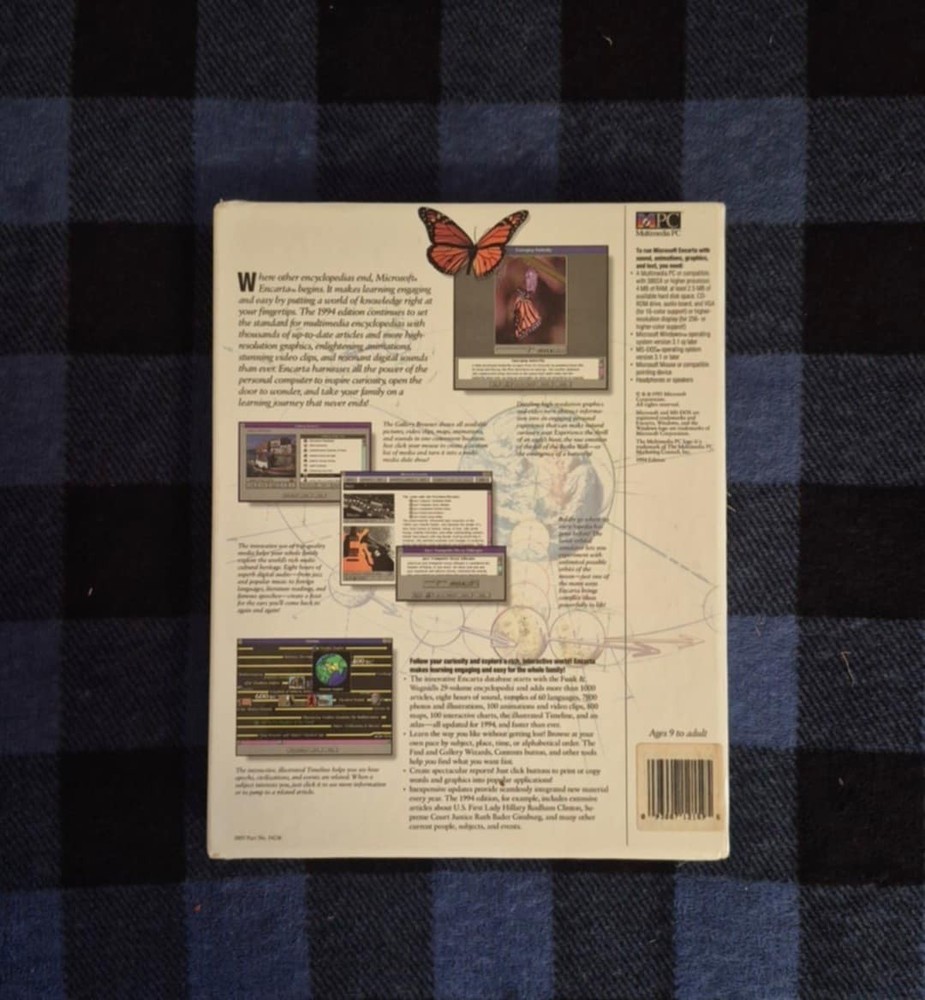 MICROSOFT ENCARTA 1994 Multimedia Encyclopedia CD-ROM Big Box