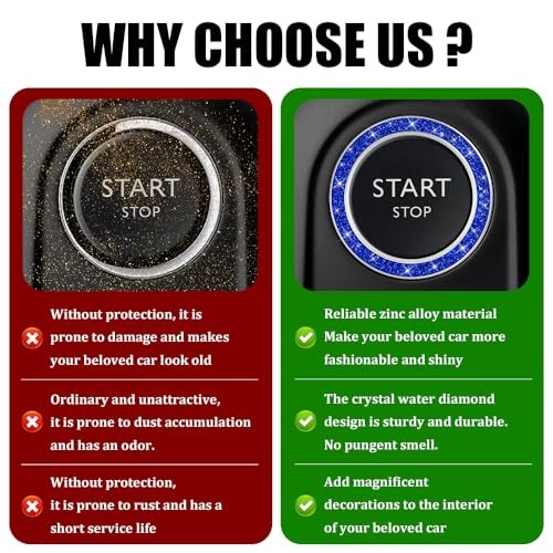 Car Engine Start Stop Decoration Ring, Car Engine Start Button 1PCS Bright Blue