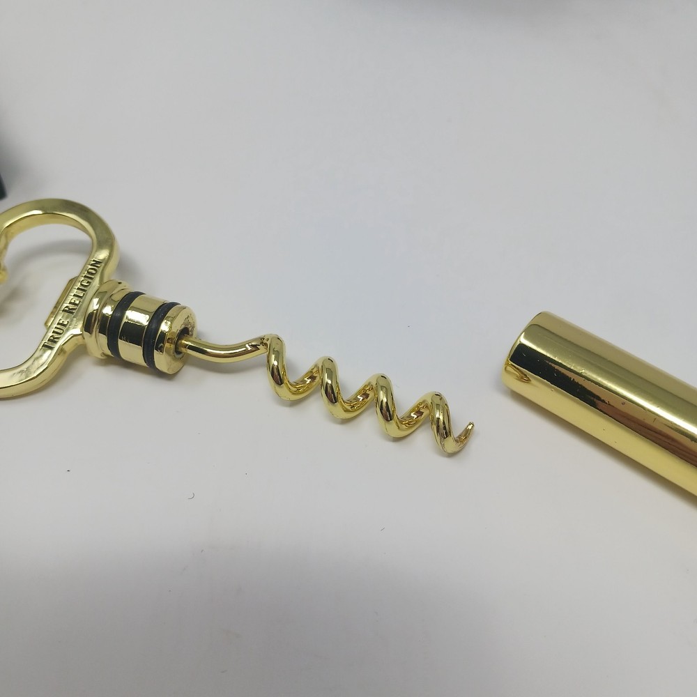 True Religion Gold Tone Key Shaped Corkscrew