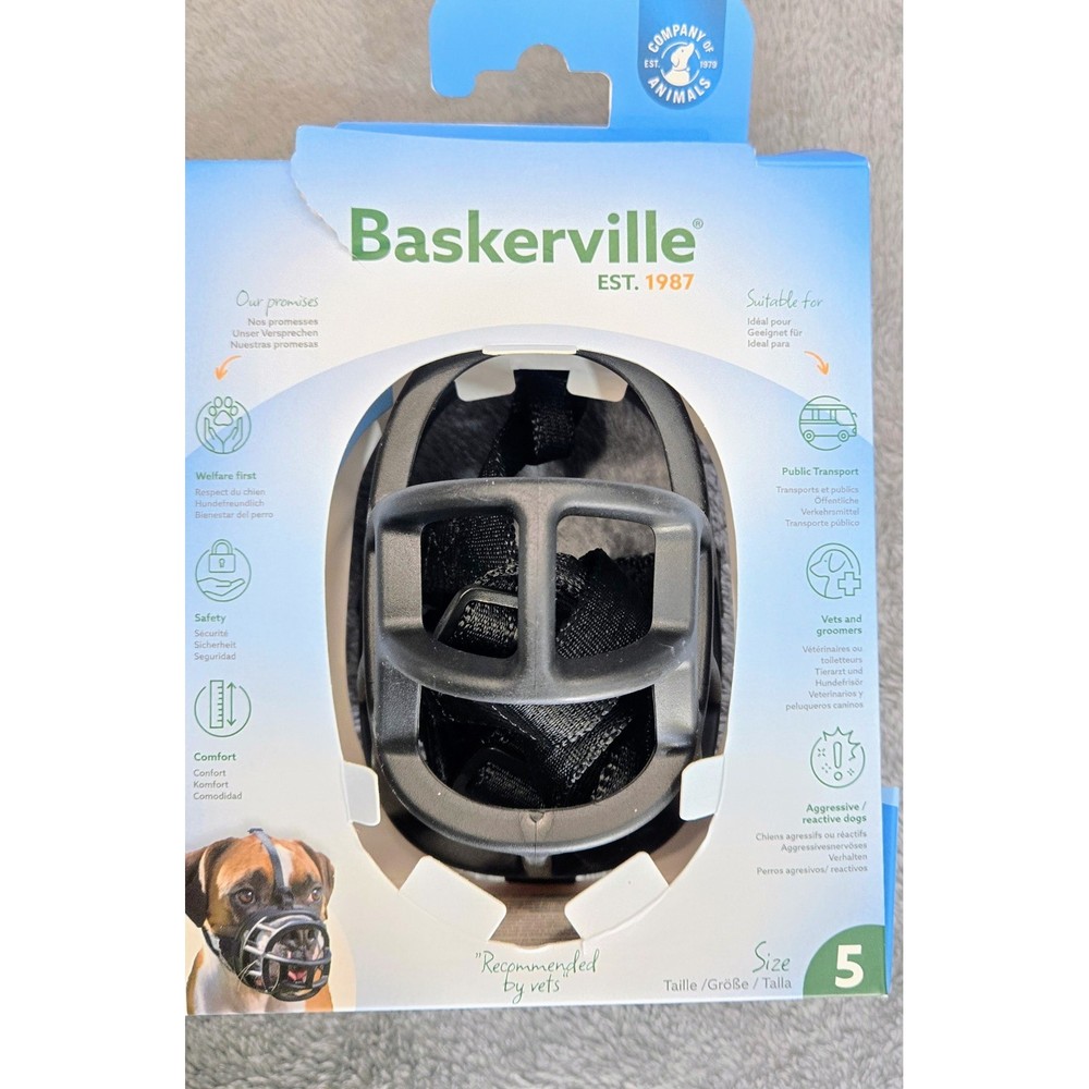 Baskerville Ultra Muzzle Size 5 Black Dog Basket Muzzle 62520F New
