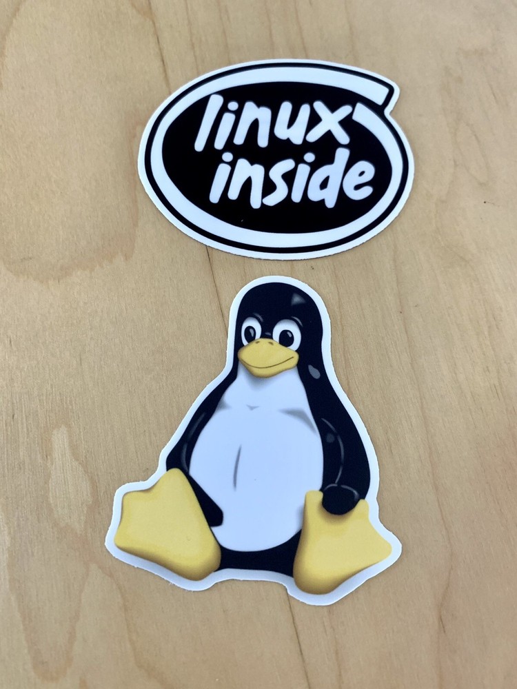 2 PCS Linux Inside Tux Penguin Vinyl Sticker Open Source Programming Decal 3” in