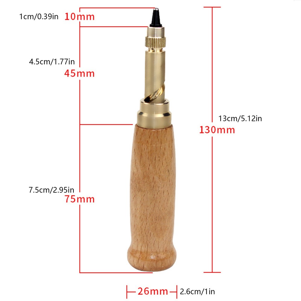 Wood+Brass Adjustable Automatic Belts Screw Puncher Tool For Leather Belts