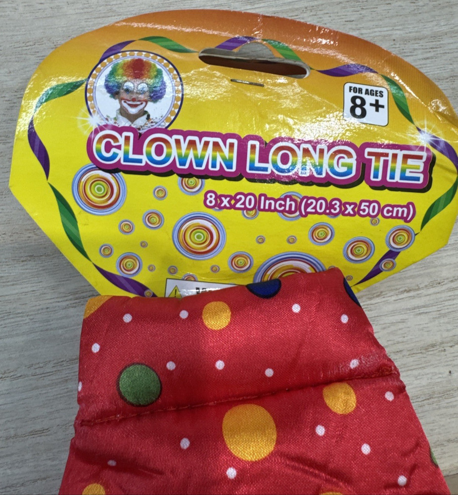 Clown Long Tie - RED POLKA DOT