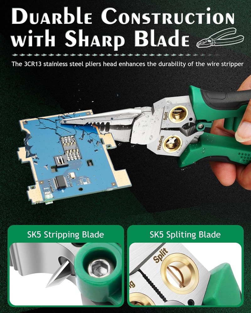 Wire Strippers,Wire Stripping Tool with Voltage Tester,Cable Cutters with Plier