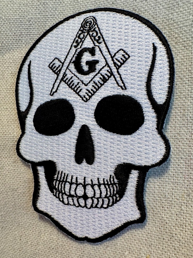 MASONIC SKULL EMBROIDERED PATCH iron-on FREEMASON SQUARE COMPASS MASON LOGO new