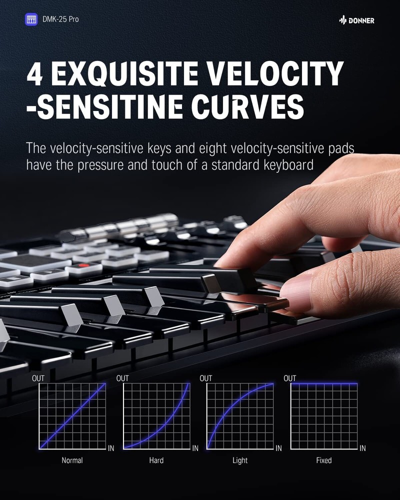 Donner USB-C MIDI Keyboard Controller, 25 Key With DAW Software DMK 25 Pro Black