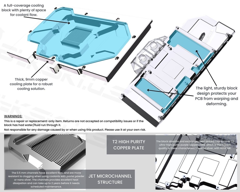 Bykski Full Coverage GPU Water Block and Backplate For ASRock Radeon RX 7900 ...