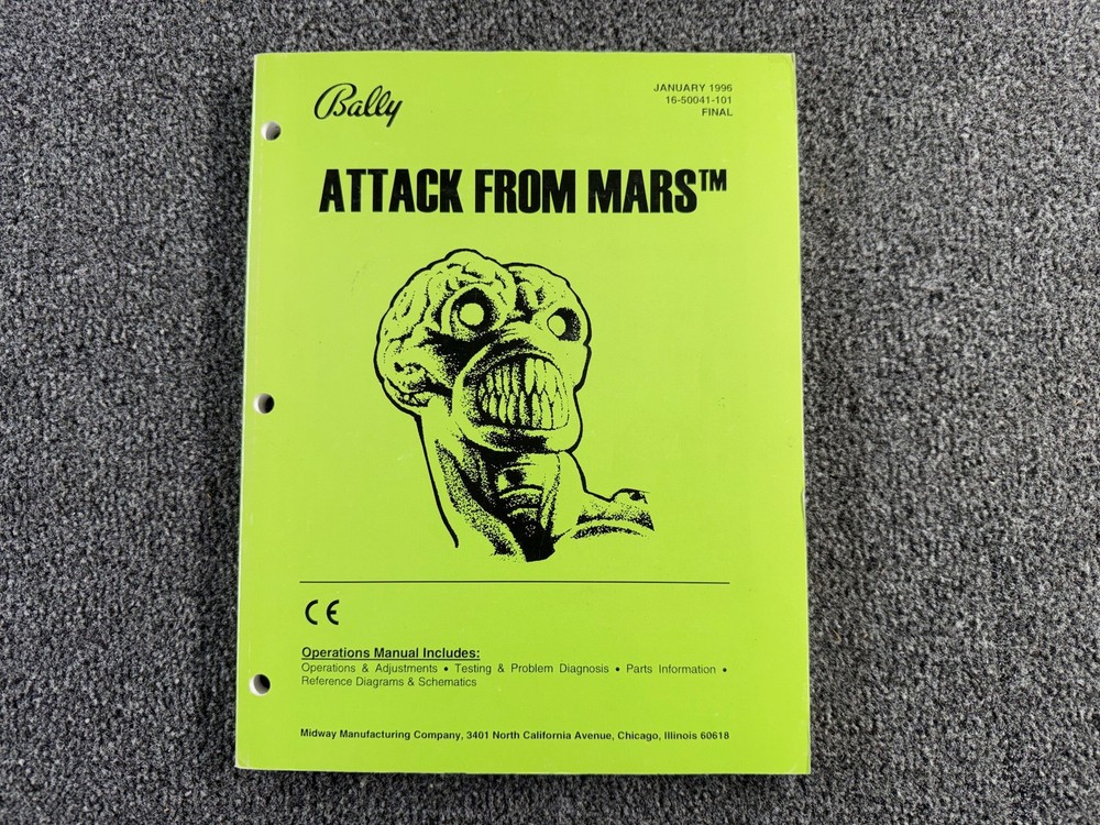 Bally Attack From Mars Pinball Machine Game Manual Schematics ORIGINAL