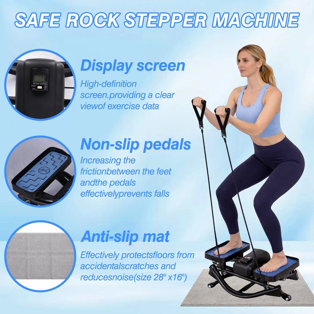 Side Stepper Exercise Machine with Resistance Bands - Compact Home Stair Stepper
