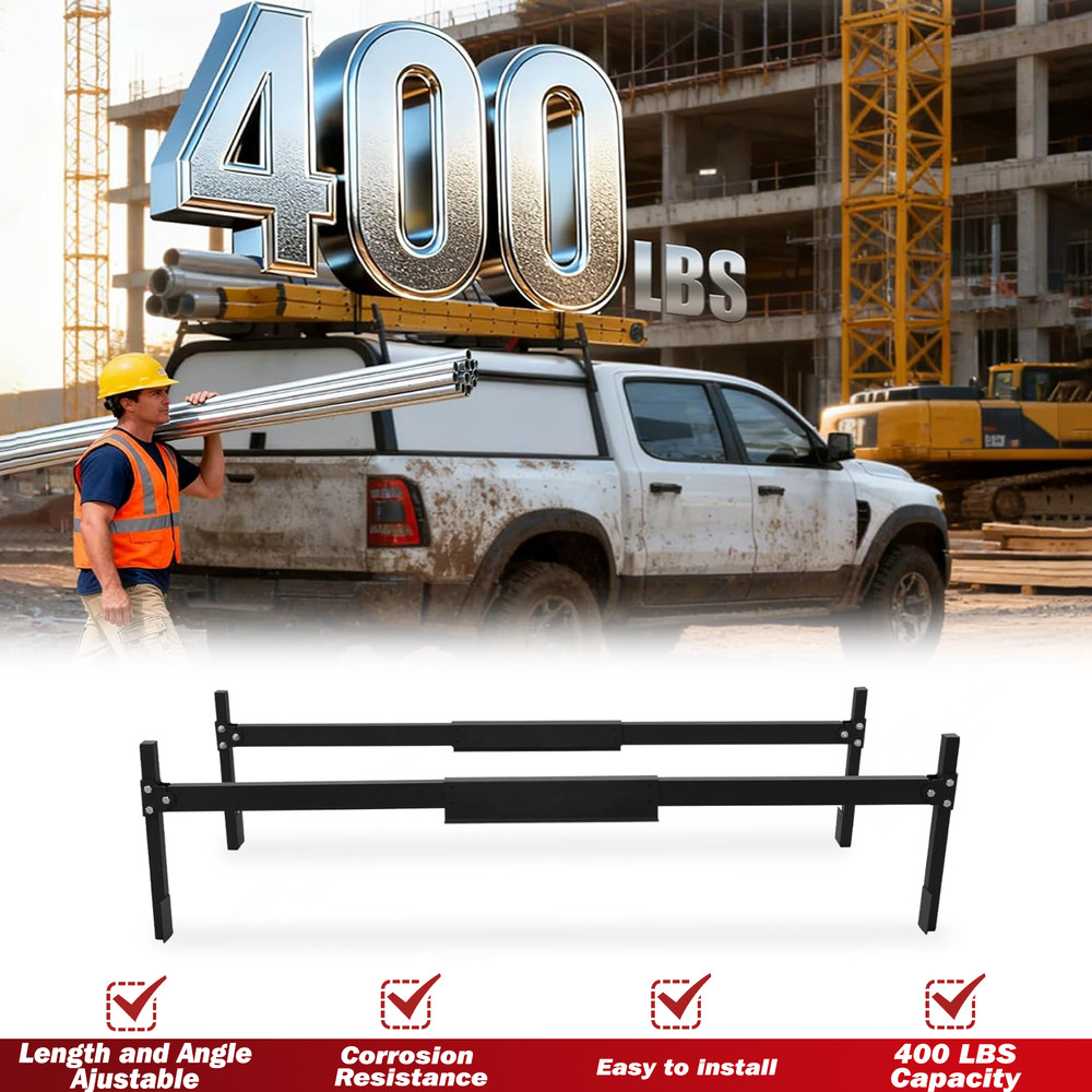 Ajustable Aluminum Truck Cap & Topper Ladder Roof Rack for Pickup Camper Shell