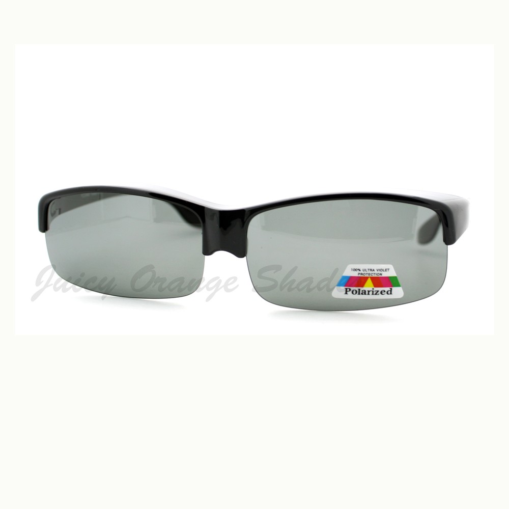 Polarized Lens Fit Over Glasses Extra Wide Half Rim Rectangular Frame