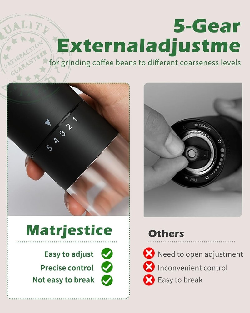 Quality Coffee Experience: Handheld Ceramic Burr Grinder for Any Brewing Method