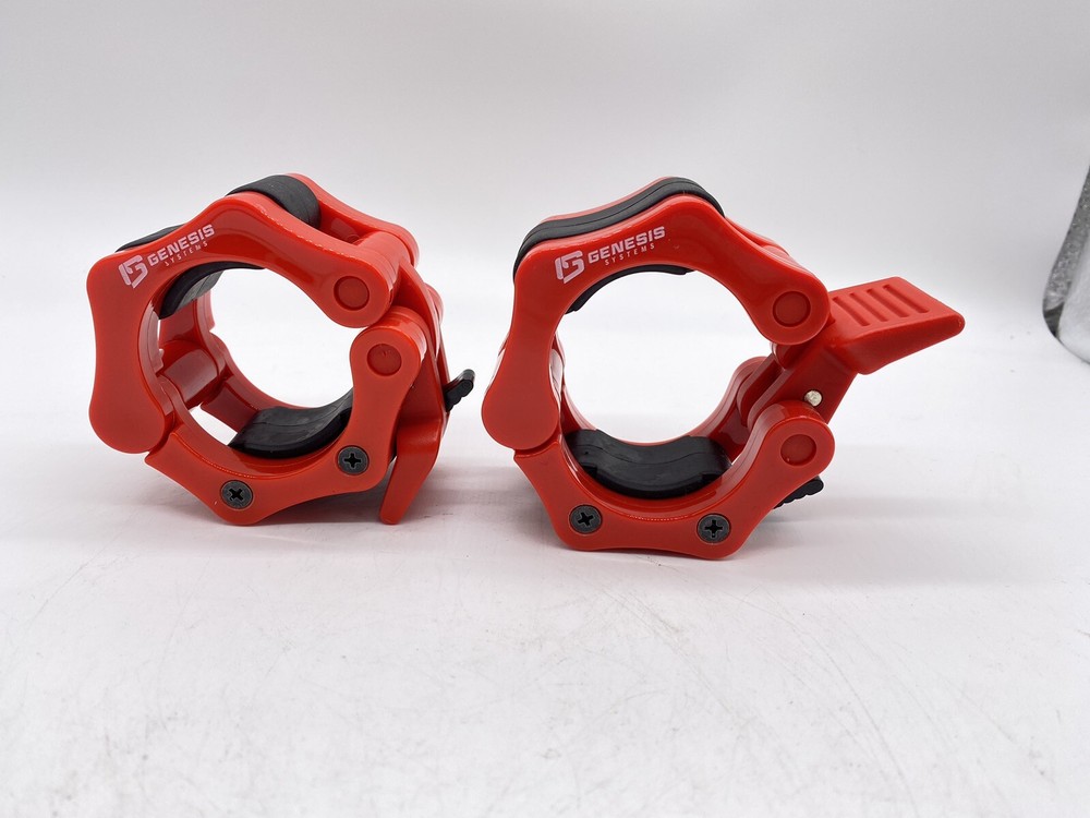 Genesis Systems - 2" Olympic Barbell Clamps - Quick Release - Red