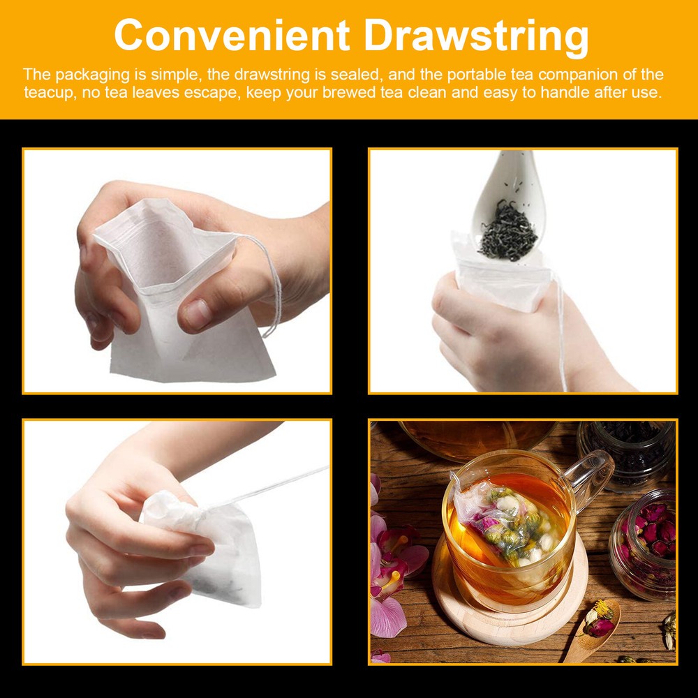 100-400pcs Disposable Filter Drawstring Flip Empty Heat Teabag Herb Loose Spice