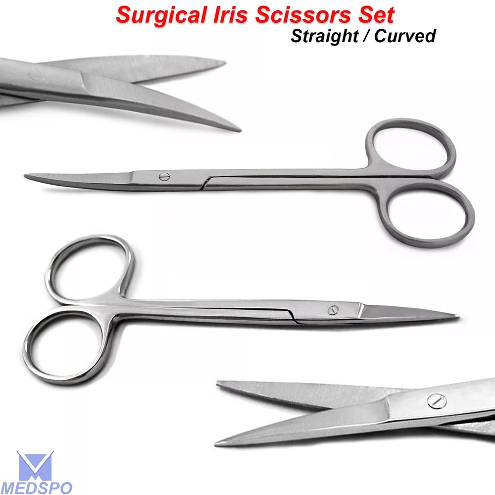 Surgical Iris Scissors Dissecting Straight & Curved Tissue Suture Removal Tools