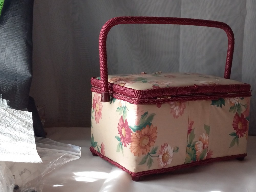 Fabric Craft Sewing Basket Box Rectangular Fabric Covered Storage Box #W-S