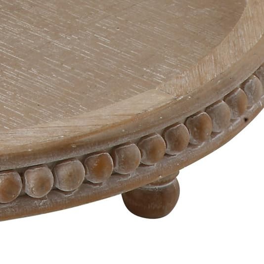 Round Decorative Wood Tray Natural 3-Tier