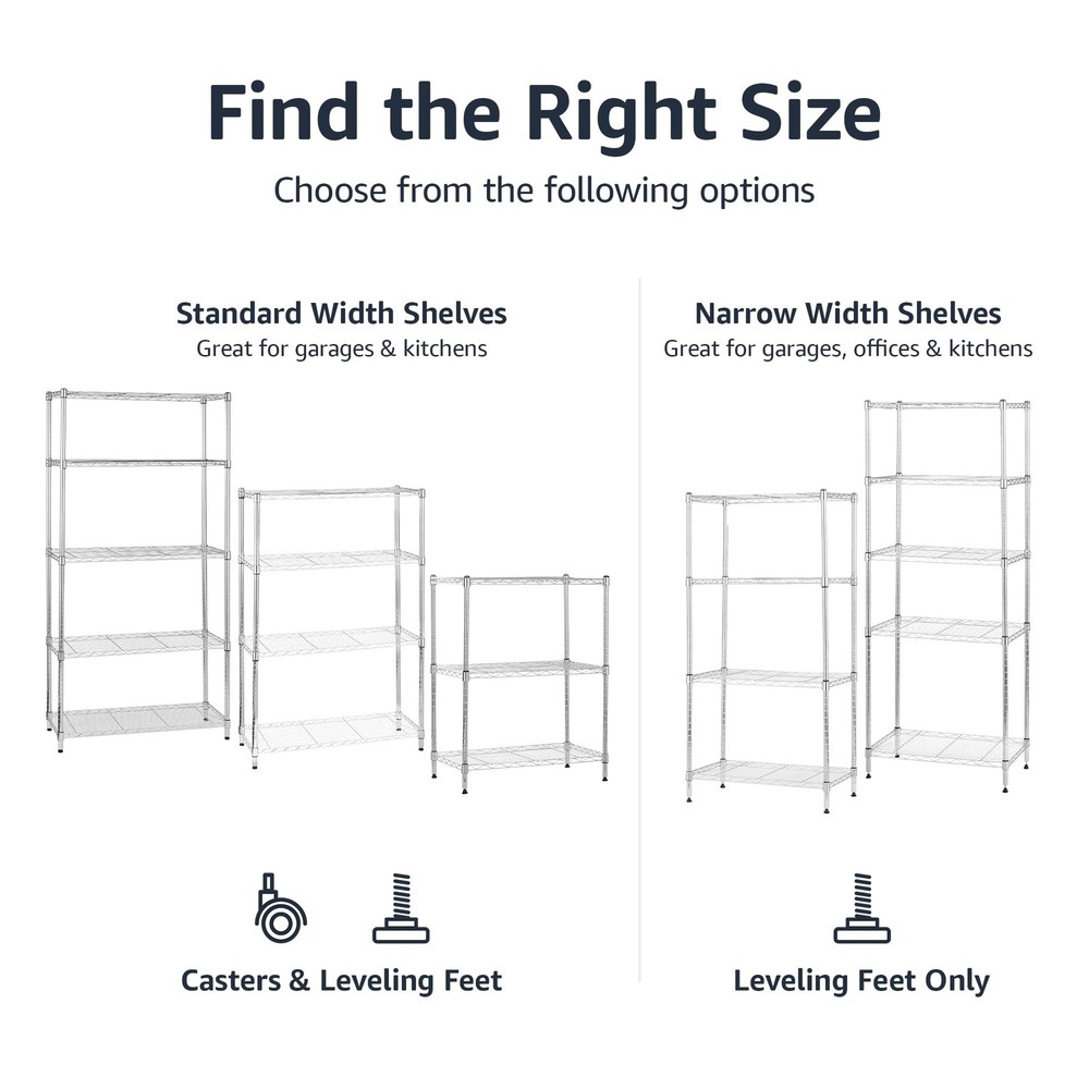 Amazon Basics 5-Shelf Adjustable, Storage Shelving Unit, (200 Pound Loading Capa