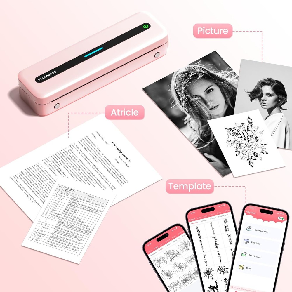 Phomemo M832 Thermal Portable Printer Inkless Mobile Letter Printer Office Home