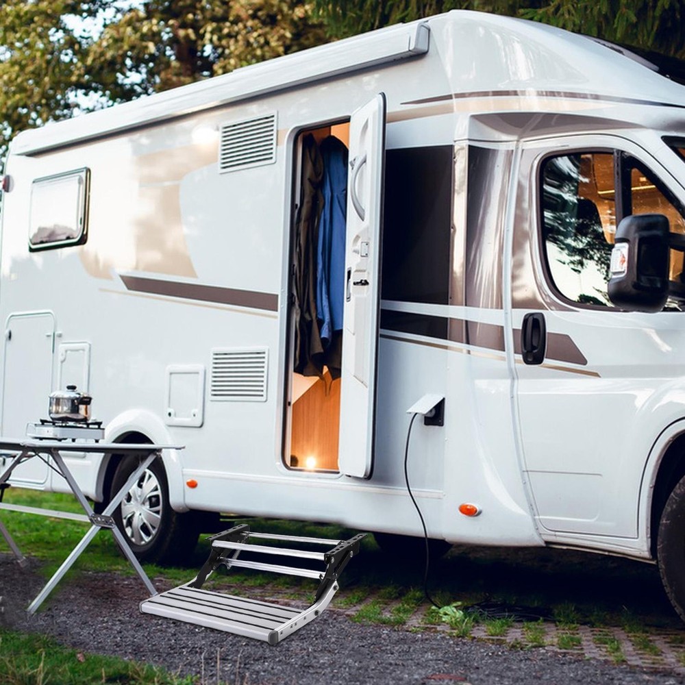 RV Step 20in Folding Manual Camper Steps Single Drop Down RV Stool 330Lbs Load