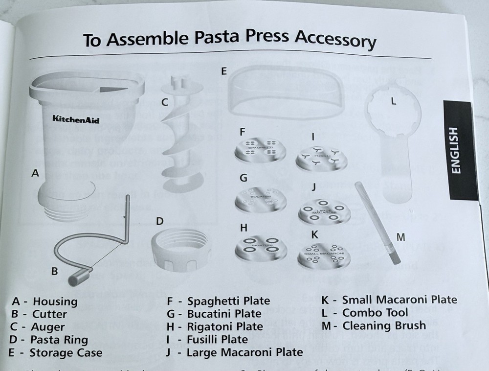 KitchenAid Gourmet Pasta Press Extruder With Attachments 6 Discs KPEXTA