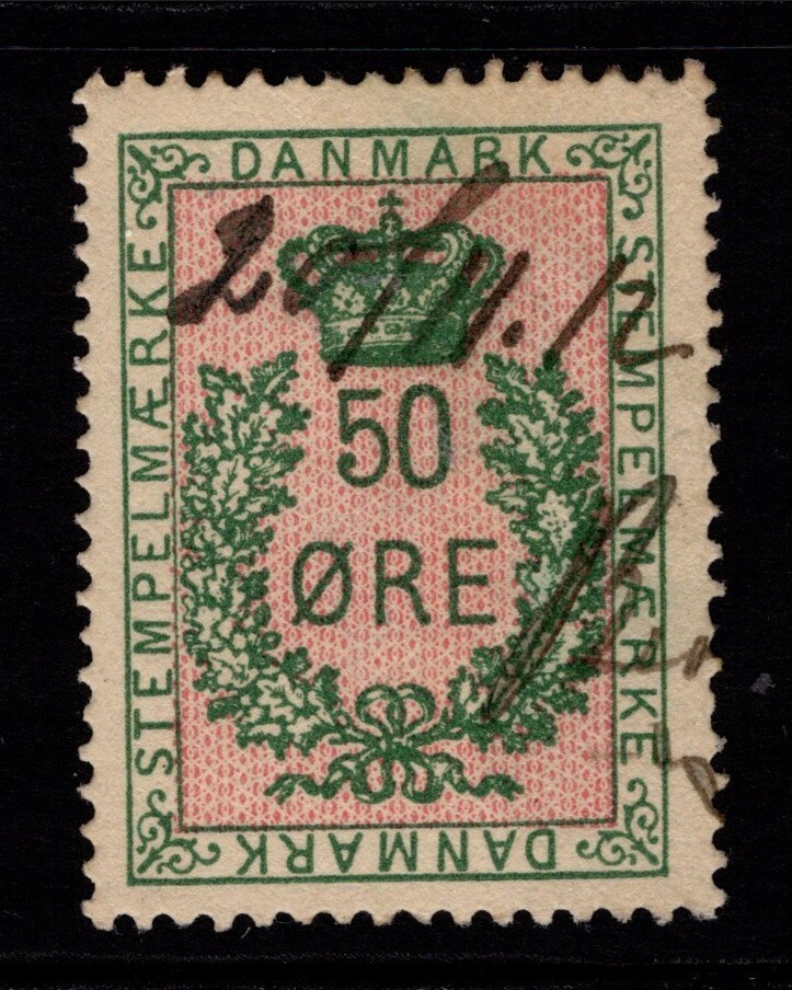 Denmark 1911 50o Revenue Used - S36809