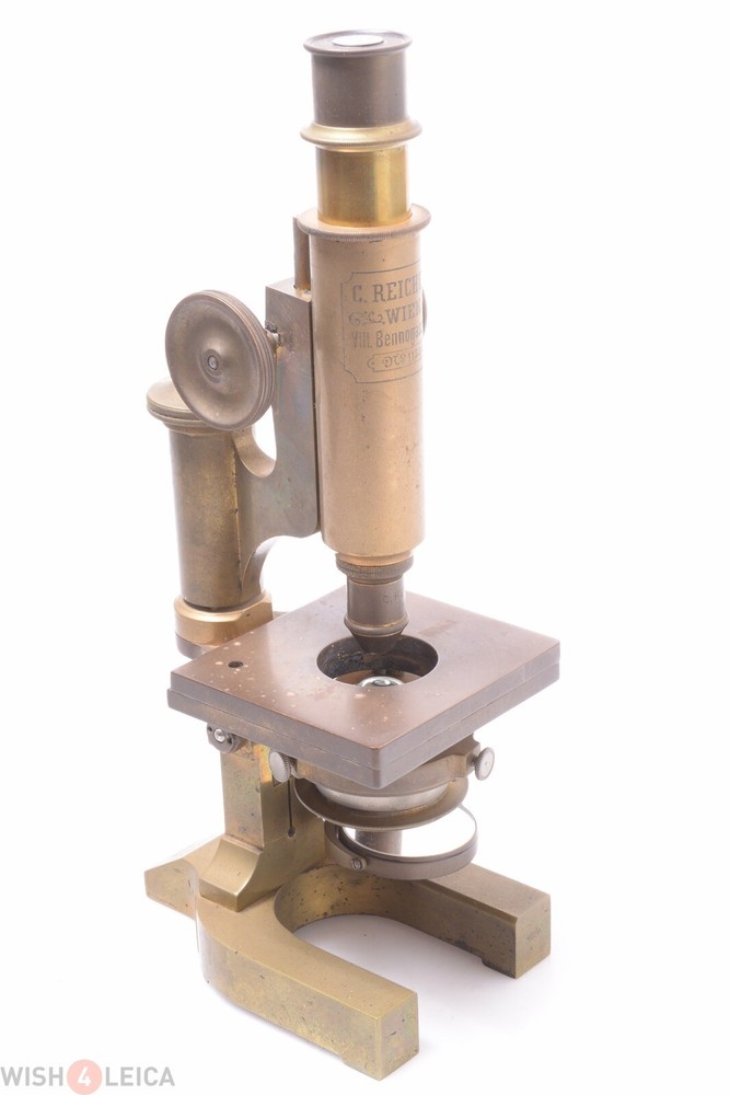 ✅ REICHERT ANTIQUE BRASS MICROSCOPE COMPOUND C.1900 W/ CASE