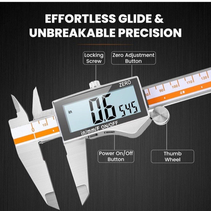 Digital Caliper, Caliper Measuring Tool with Backlight LCD Scree...