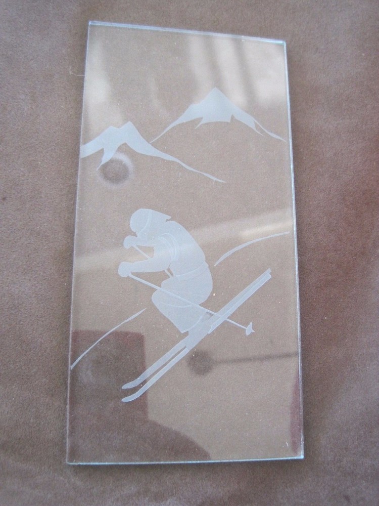 Etched Glass Skier 6" x 3"