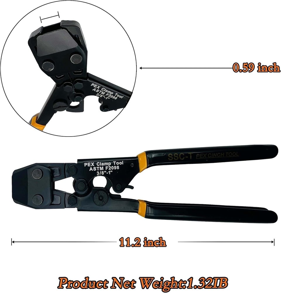 Durable Crimping Tool for PEX Pipe Clamps - Includes Pipe Cutter & Accessories