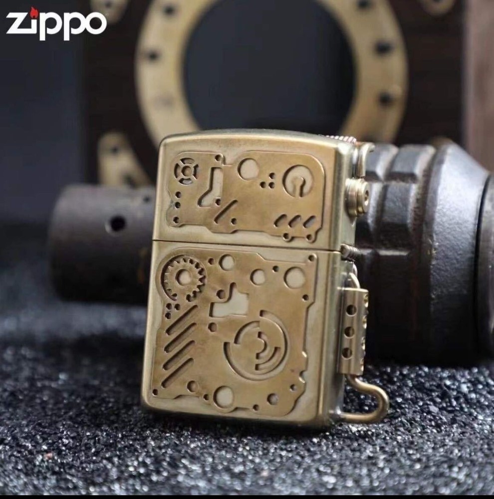 New Zippo oil Lighter SteamPunk solid brass Armor with box