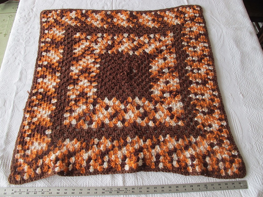Crochet blanket Grandmas Square Mid Century Small Throw
