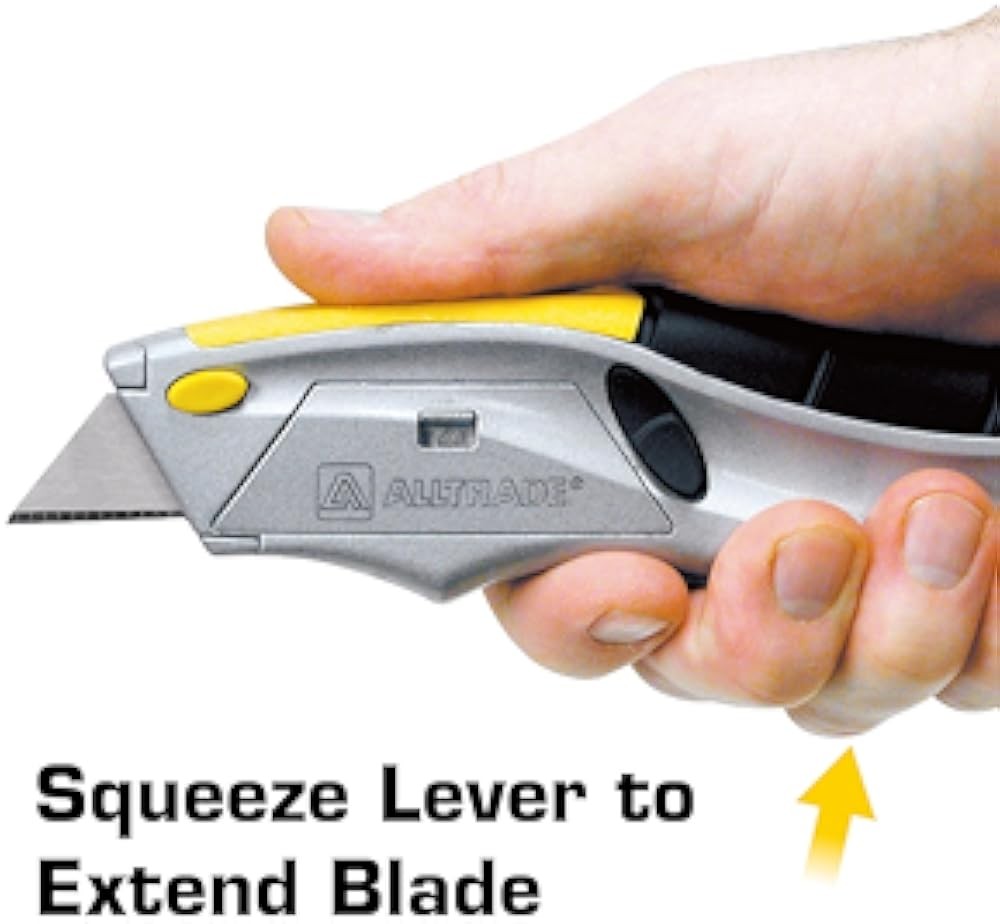 Squeeze Utility Knife, Auto-Loading Squeeze, 6 Heavy-Duty Blades