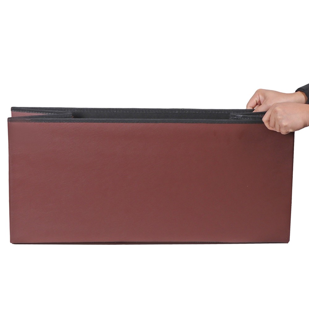 30" Sturdy Ottomans Footstools Soft Leather Brown Storage Footrest Foldable