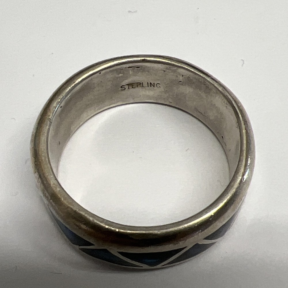 Sterling Silver Abalone Inlay Ring Size 8.5