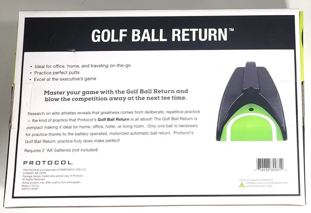 Protocol Automatic Golf Ball Return Indoor Putting Practice Makes Perfect