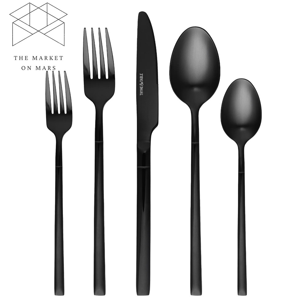 20-Piece Black Stainless Steel Flatware Set (Service for 4)