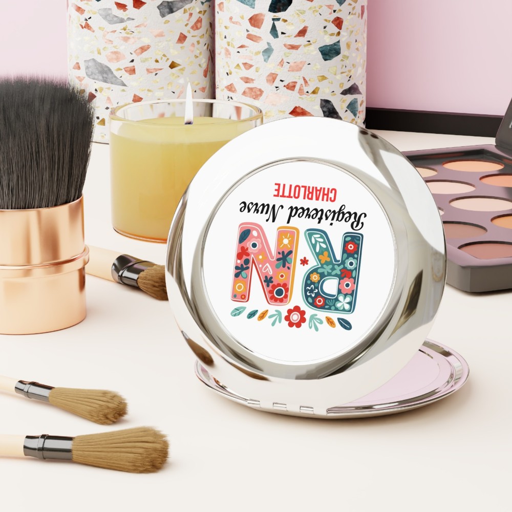 Personalized RN Compact Travel Mirror – Registered Nurse Appreciation Gift