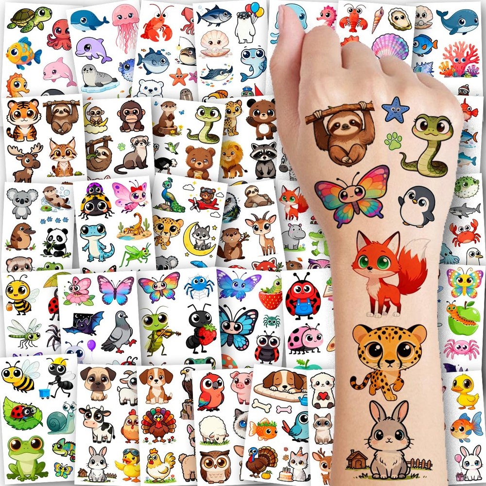 CHARLENT Temporary Tattoos for Kids - 232 Mixed Styles (36 Sheets) Multicolor