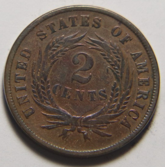1865 2 Cent Piece, Fancy 5, F/VF!