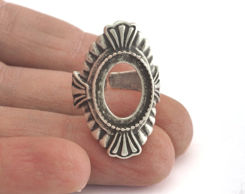 Adjustable Brass Ring 13x18 Bezel - Cup 17.5mm 7US inner size - Adjustable )2699