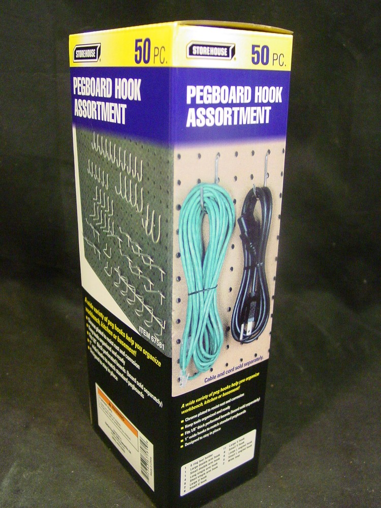 50 Piece Workbench Pegboard Hook Assortment Set Peg Board Work Bench Hooks NEW