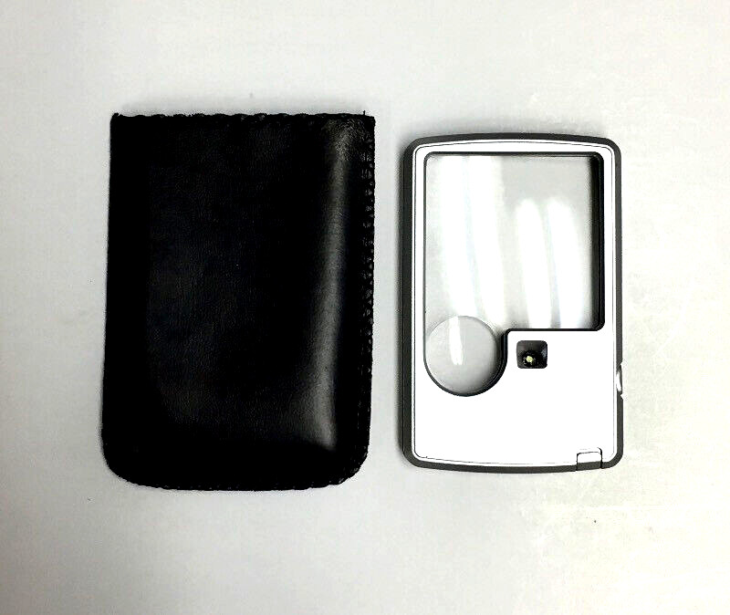 3x 5x Folding Pocket Magnifier Bright LED, Storage Case for Reading Text Menus