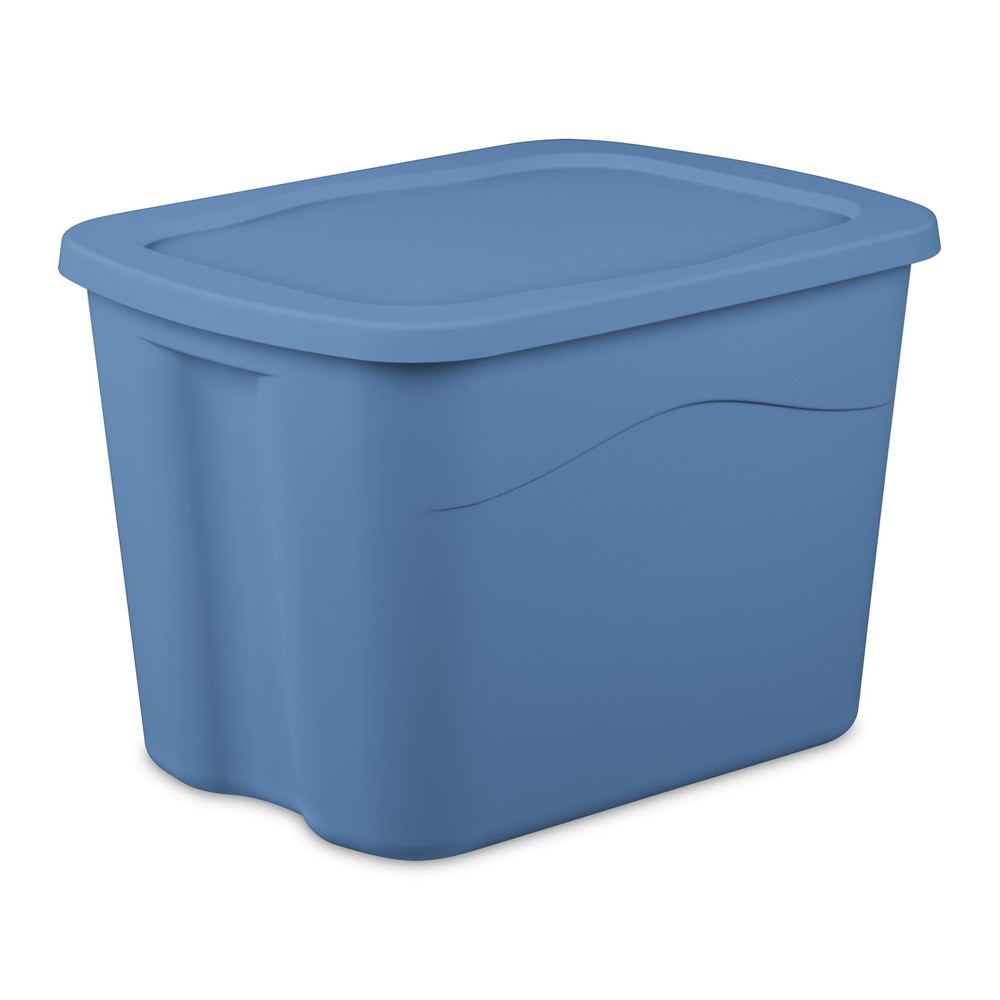 18 Gallon Plastic Storage Container with Snap-on Lid, Light Blue, 8 Pack！