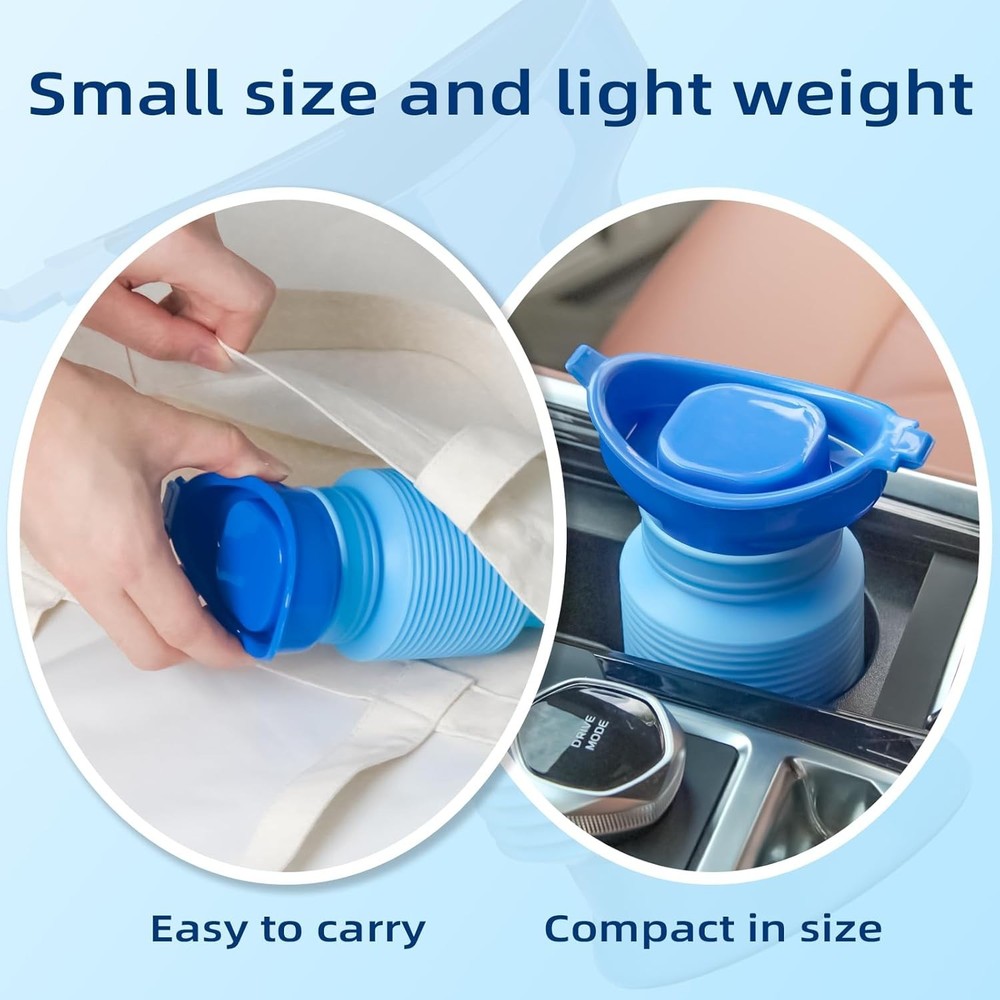 2 Count - Pee Bottles for Men, Collapsible Emergency Urinal with Disposable Repl