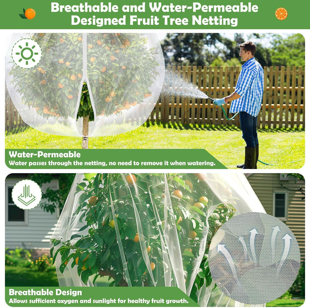 10X10 FT Fruit Trees Netting with Zipper,Large Tree Nets for Fruit Trees with Dr