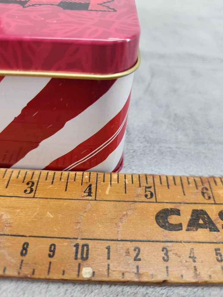 Christmas Holiday Peace Candy Tin Storage Container CandyCane 8” X 4.5”